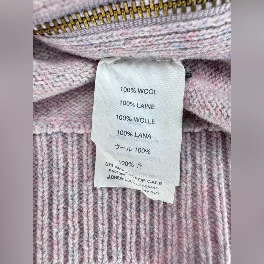 J. CREW 100% Wool Zippered Crew Neck Sweater Multicolor Lilac Women's Size Small